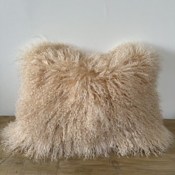 Tibetan Fur and Linen Pillow