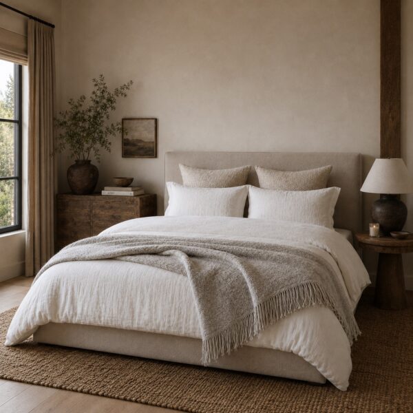 Belgium Linen & Wool Throw - Beige