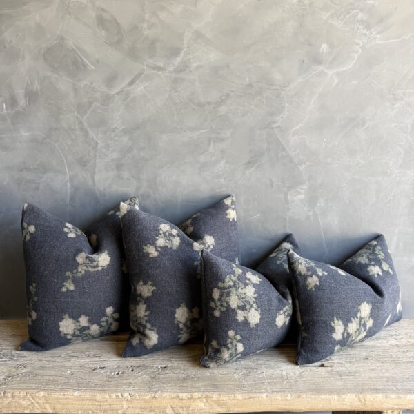 Wabi Sabi Linen Roses Pillow - Creme