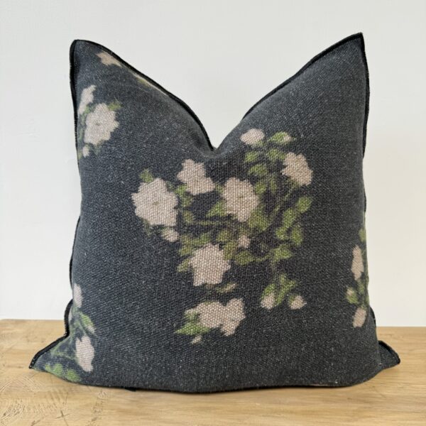 Wabi Sabi French Linen Roses Accent Pillow - Creme