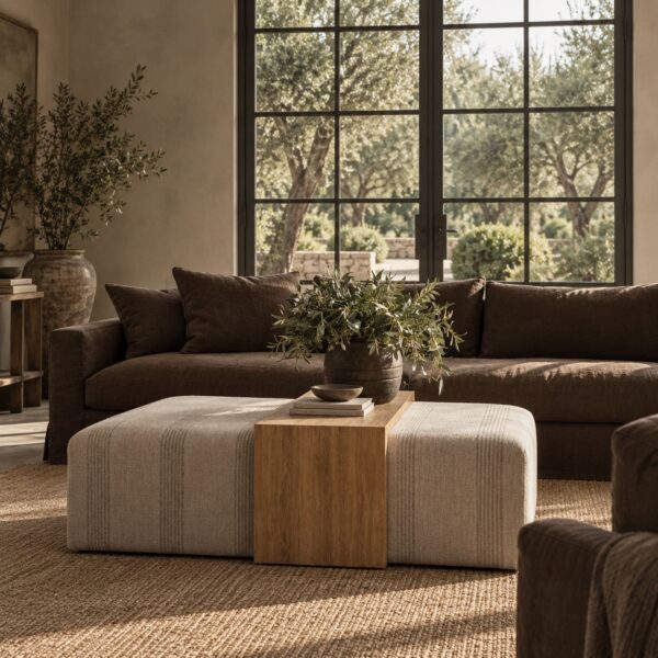Co. Laguna Ottoman with Oak Table