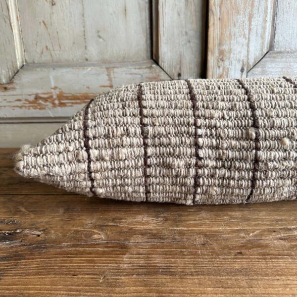 Feliz Lumbar Wool Pillow - Oatmeal / Brown