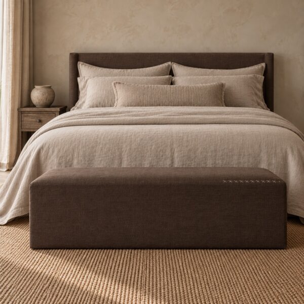 Berg Bench in Cafe Noir Linen
