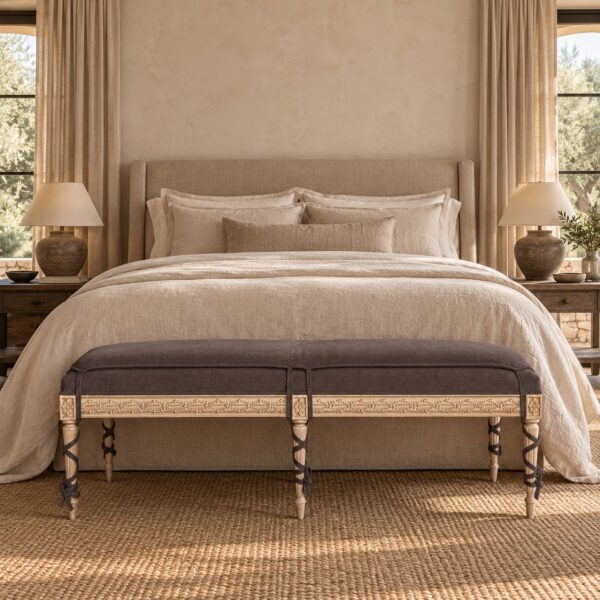 Louis Bench In White Oak - Truffle