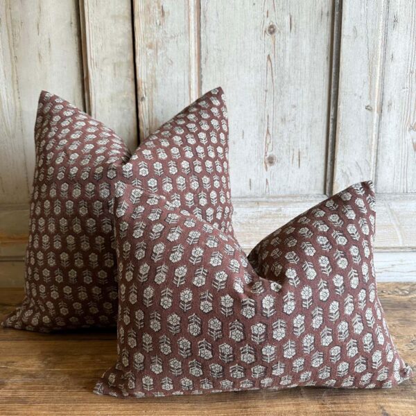ZFS Tulsi Saffron Hand Blocked Pillow