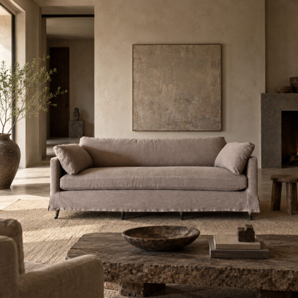 Rudin Sofa Slip Covered - Fawn