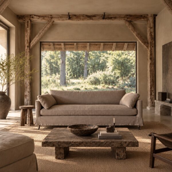 Rudin Sofa Slip Covered - Fawn